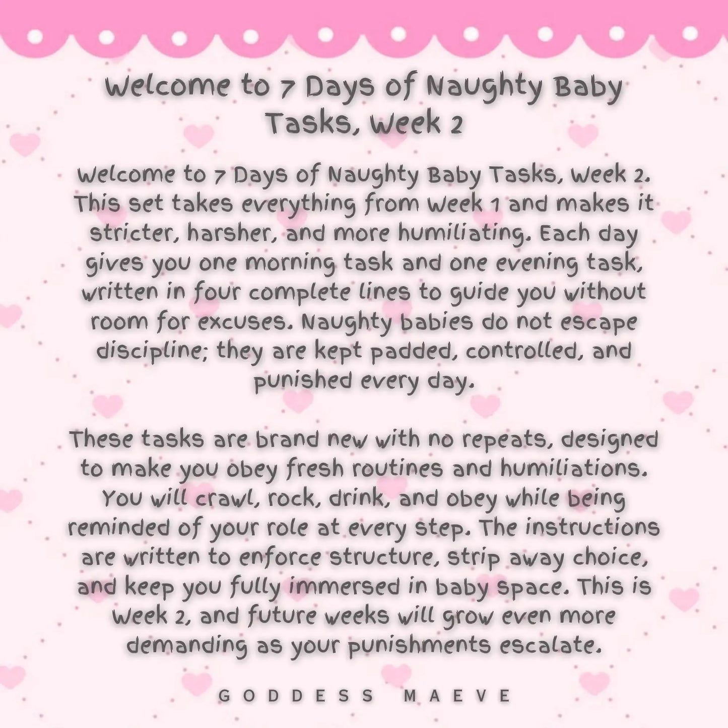 7 Days of Naughty Baby Tasks Week 2 digital routine pack description on pink heart background