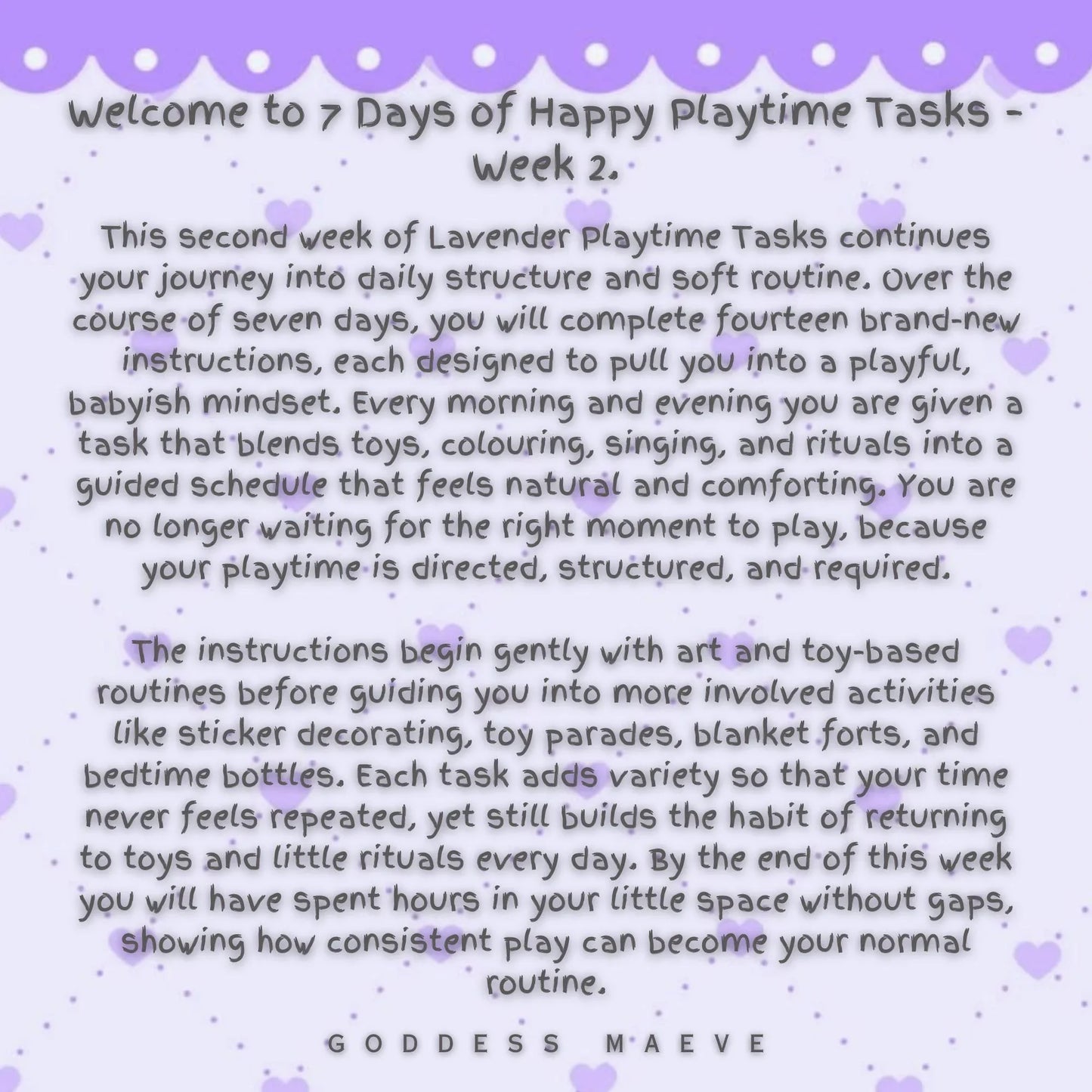 7 Days of Happy Playtime Adult Tasks Week 2 ABDL Pack PDF Digital Download Goddess Maeve - Goddess Maeve