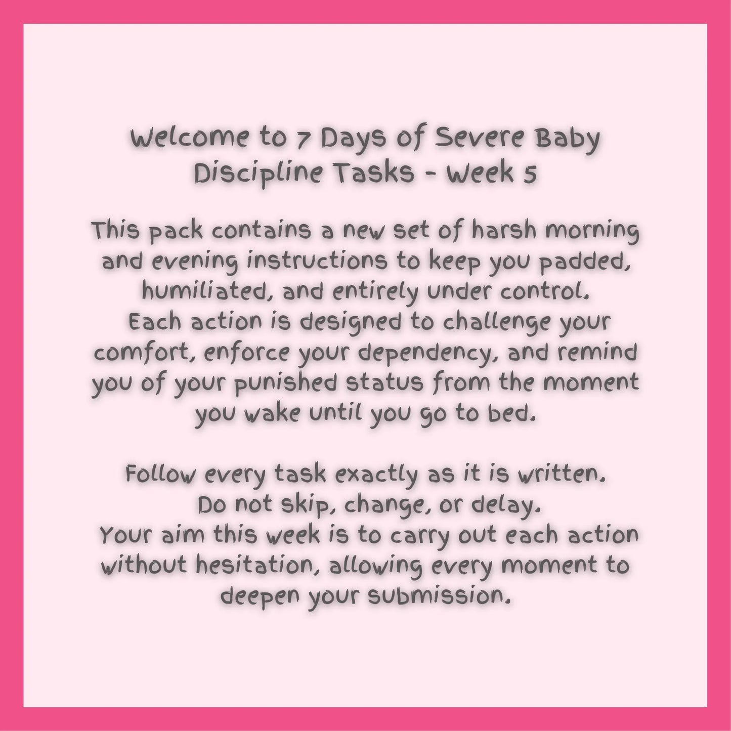7 Days of ABDL Severe Punishment Adult Tasks Week 5 ABDL Pack PDF Digital Download Goddess Maeve - Goddess Maeve