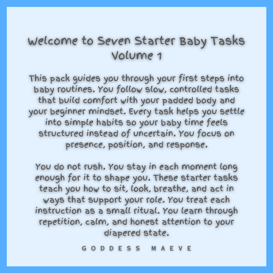 Seven Starter Diaper Adult Tasks Volume 1 ABDL Pack PDF Digital Download Goddess Maeve - Goddess Maeve