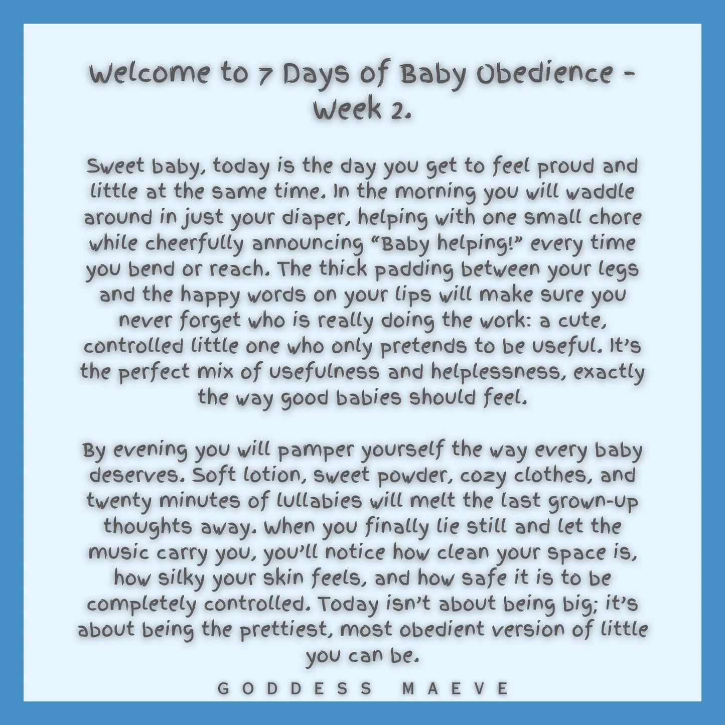 7 Days of Gentle Adult Tasks Week 2 ABDL Pack Digital Download PDF Goddess Maeve - Goddess Maeve