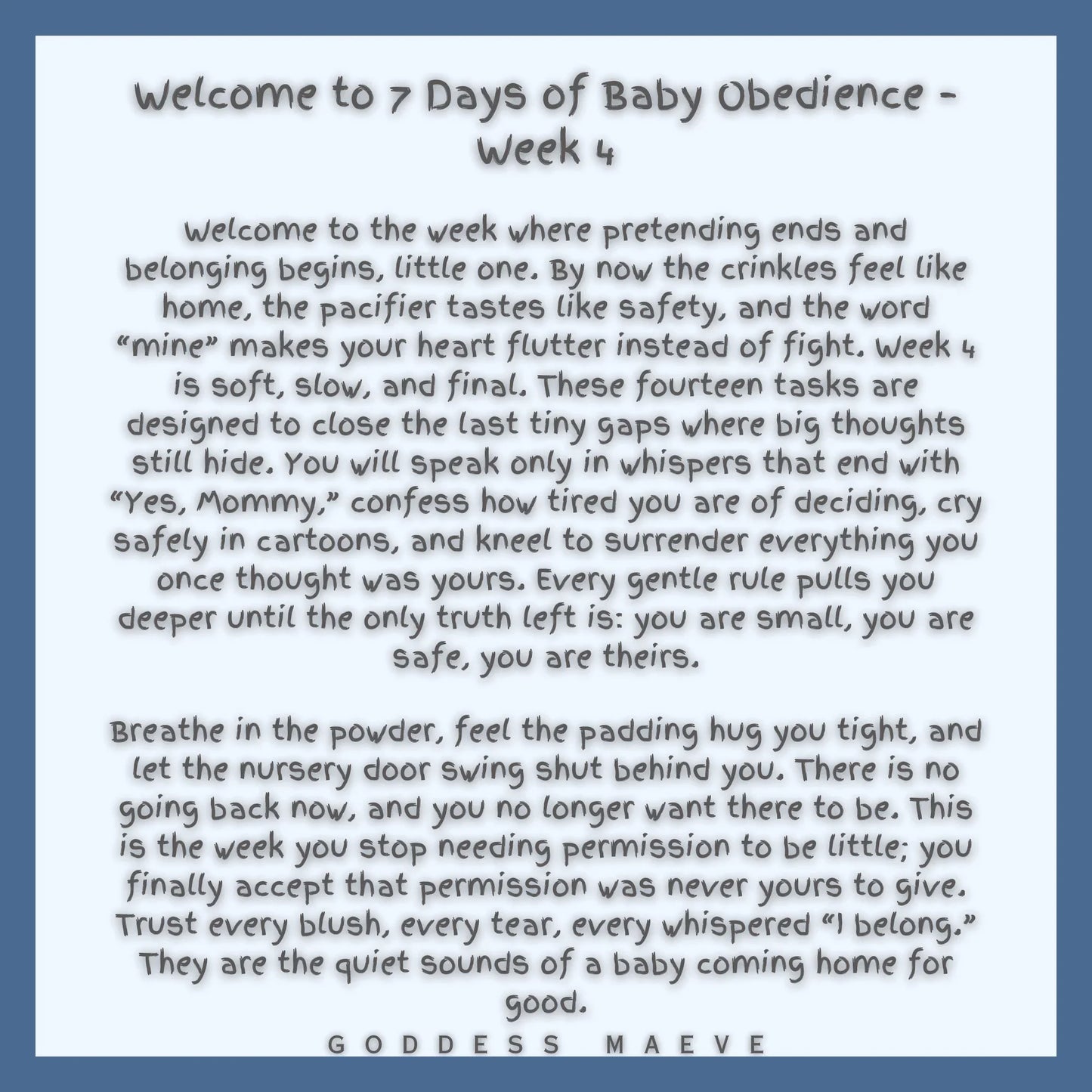 7 Days of Gentle Adult Tasks Week 4 ABDL Pack Digital Download PDF Goddess Maeve - Goddess Maeve