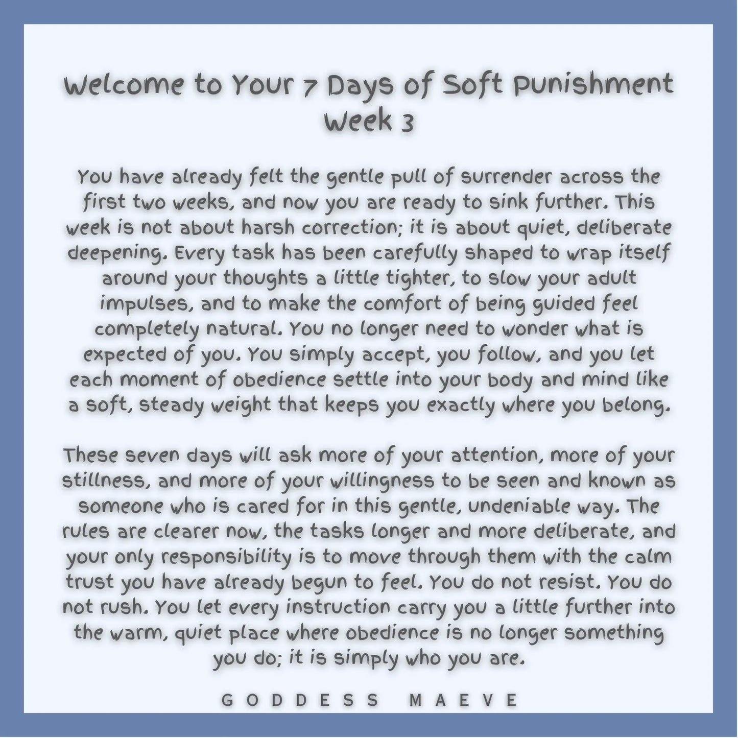 7 Days of Soft Punishment Adult Tasks Week 3 ABDL Task Pack Digital Download PDF Goddess Maeve - Goddess Maeve