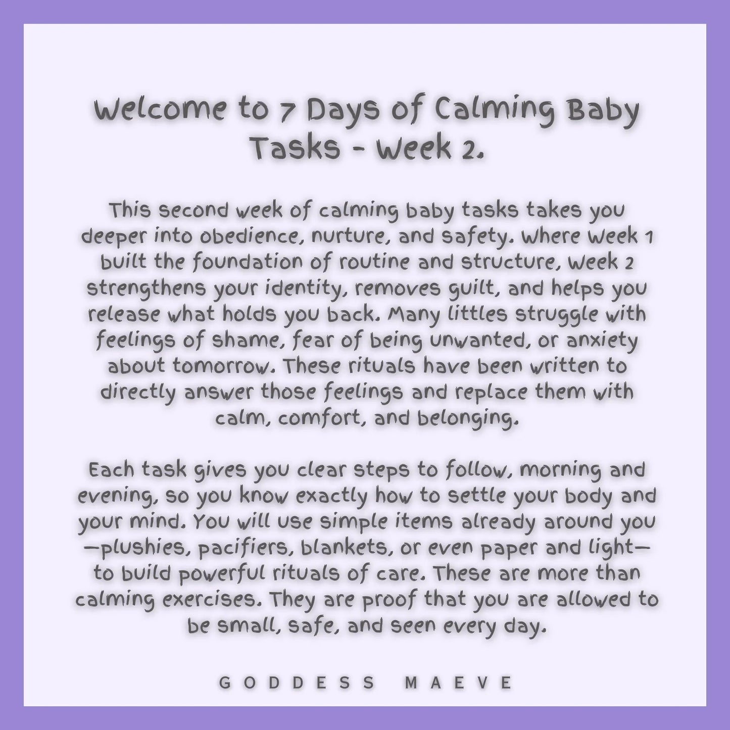 7 Days of Calming Adult Tasks Week 2 Pack ABDL PDF Digital Download Goddess Maeve - Goddess Maeve