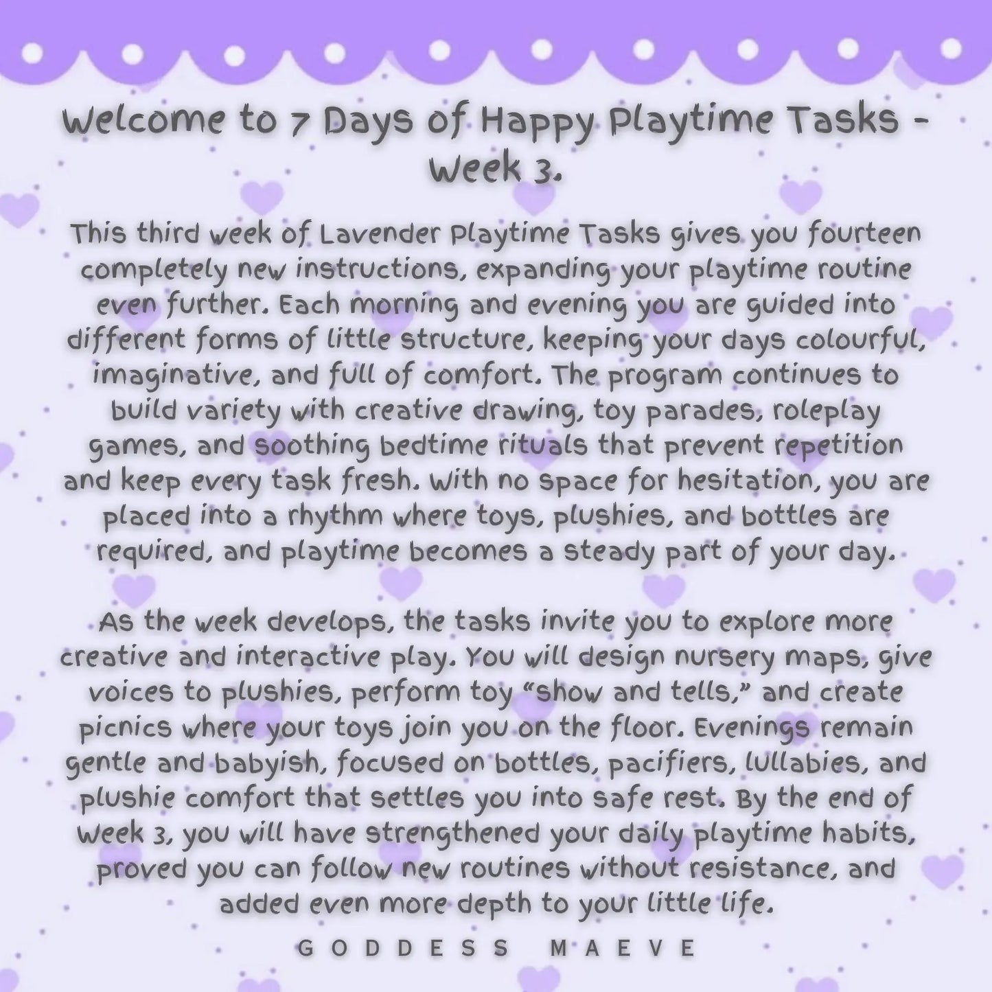 7 Days of Happy Playtime Adult Tasks Week 3 ABDL Pack PDF Digital Download Goddess Maeve - Goddess Maeve