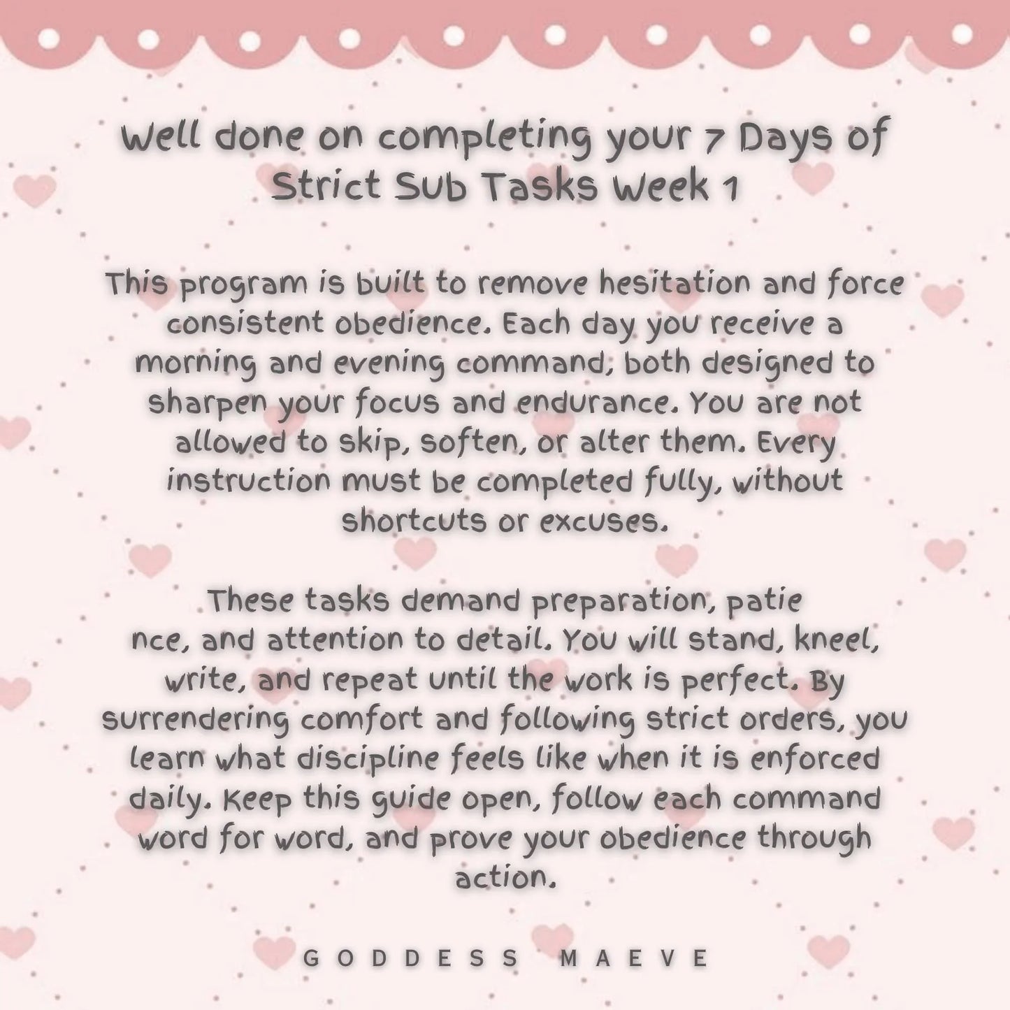 7 Days of Strict Submissive Adult Tasks Week 1 ABDL Pack PDF Digital Download Goddess Maeve - Goddess Maeve