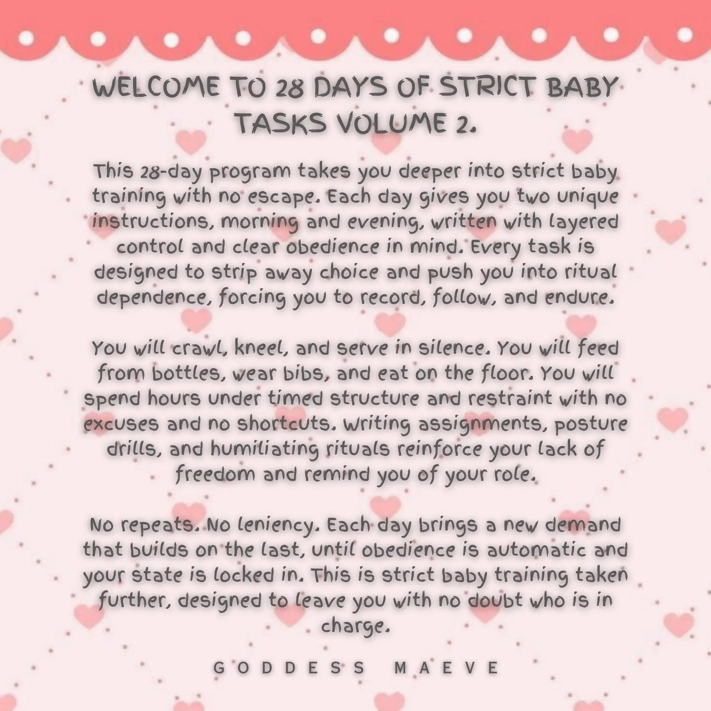 28 Days of Strict Adult Tasks Volume 2 ABDL Pack Digital Download PDF Goddess Maeve - Goddess Maeve