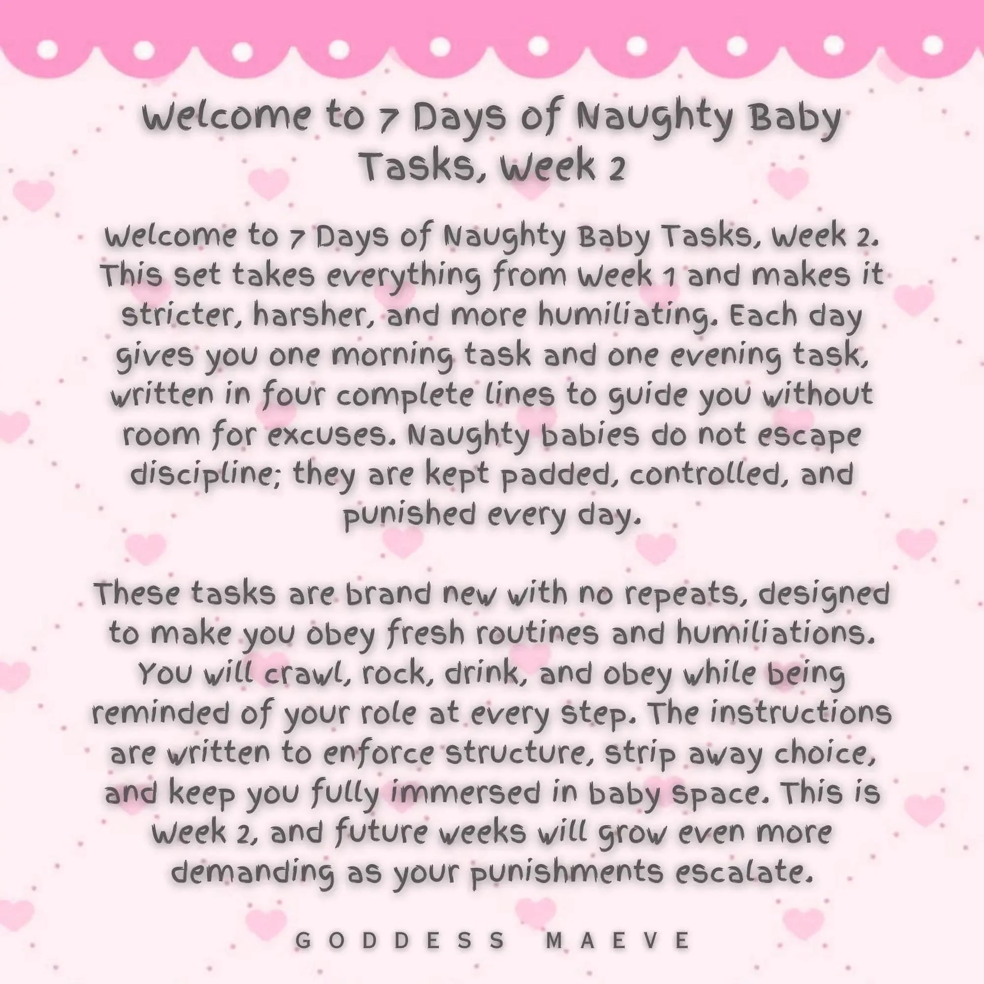 7 Days of Naughty Baby Tasks Week 2 digital routine pack description on pink heart background