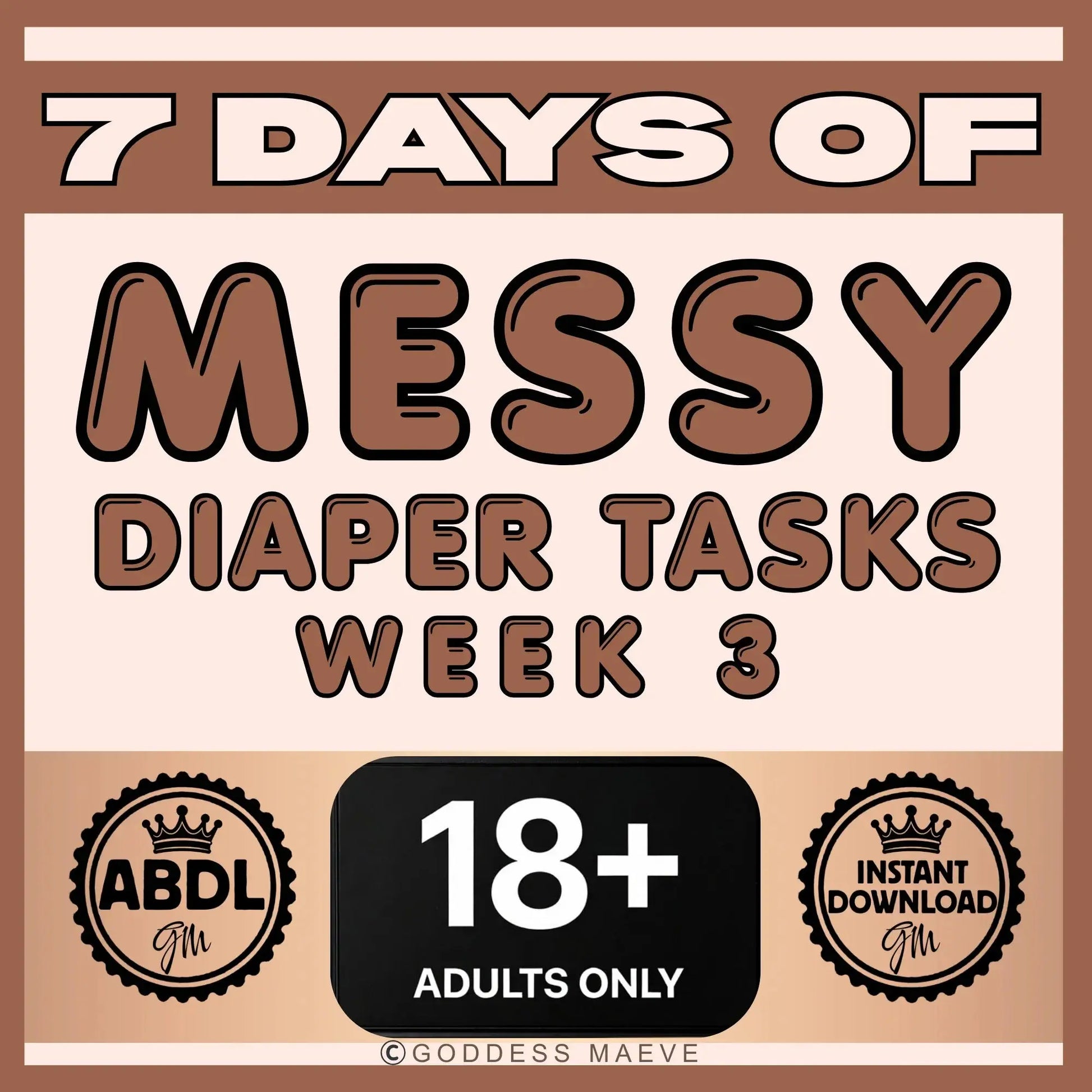 7 days of messy diaper tasks week 3 digital ABDL routine for adults, 18+ instant download