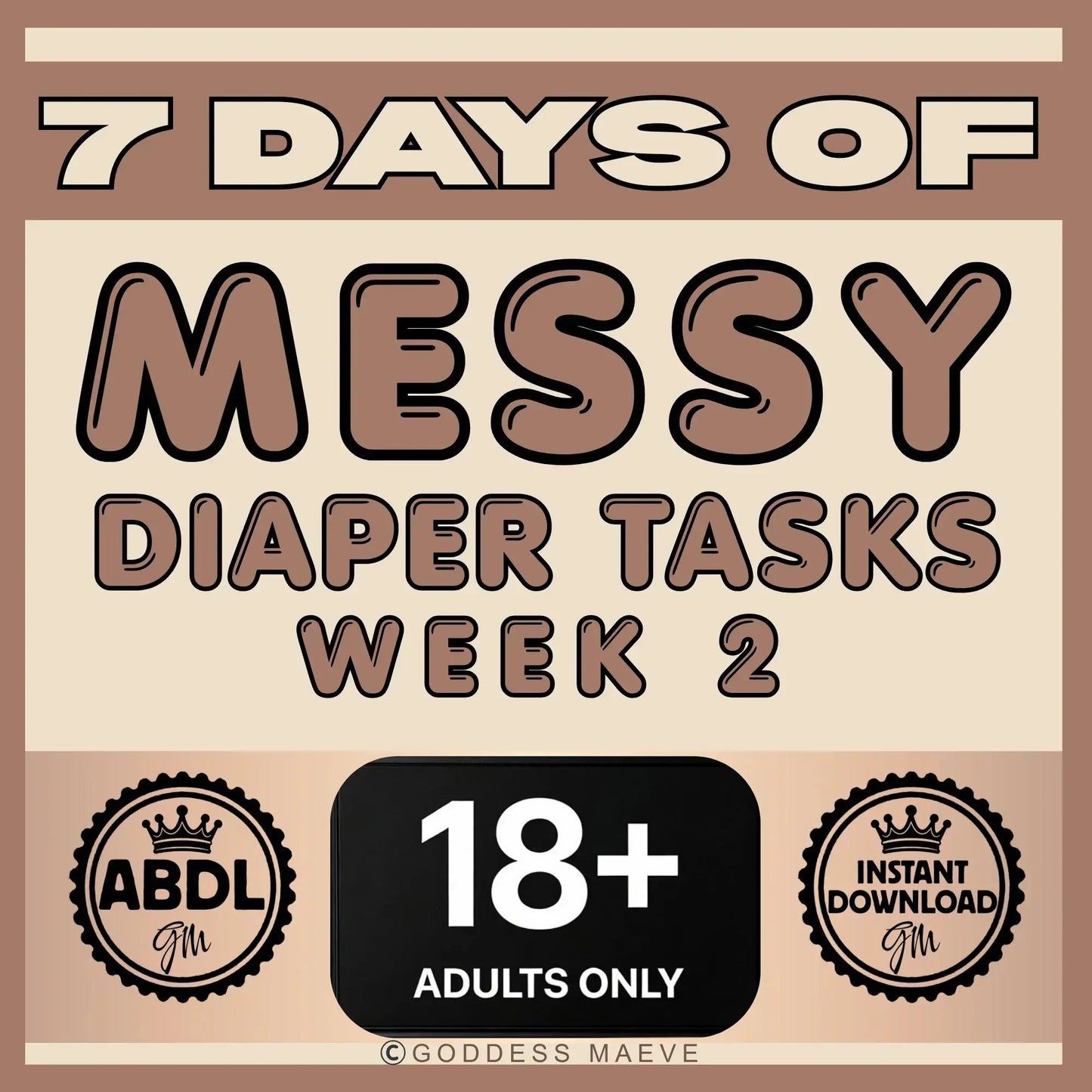 7 days of messy diaper tasks ABDL routine week 2, adults only digital download