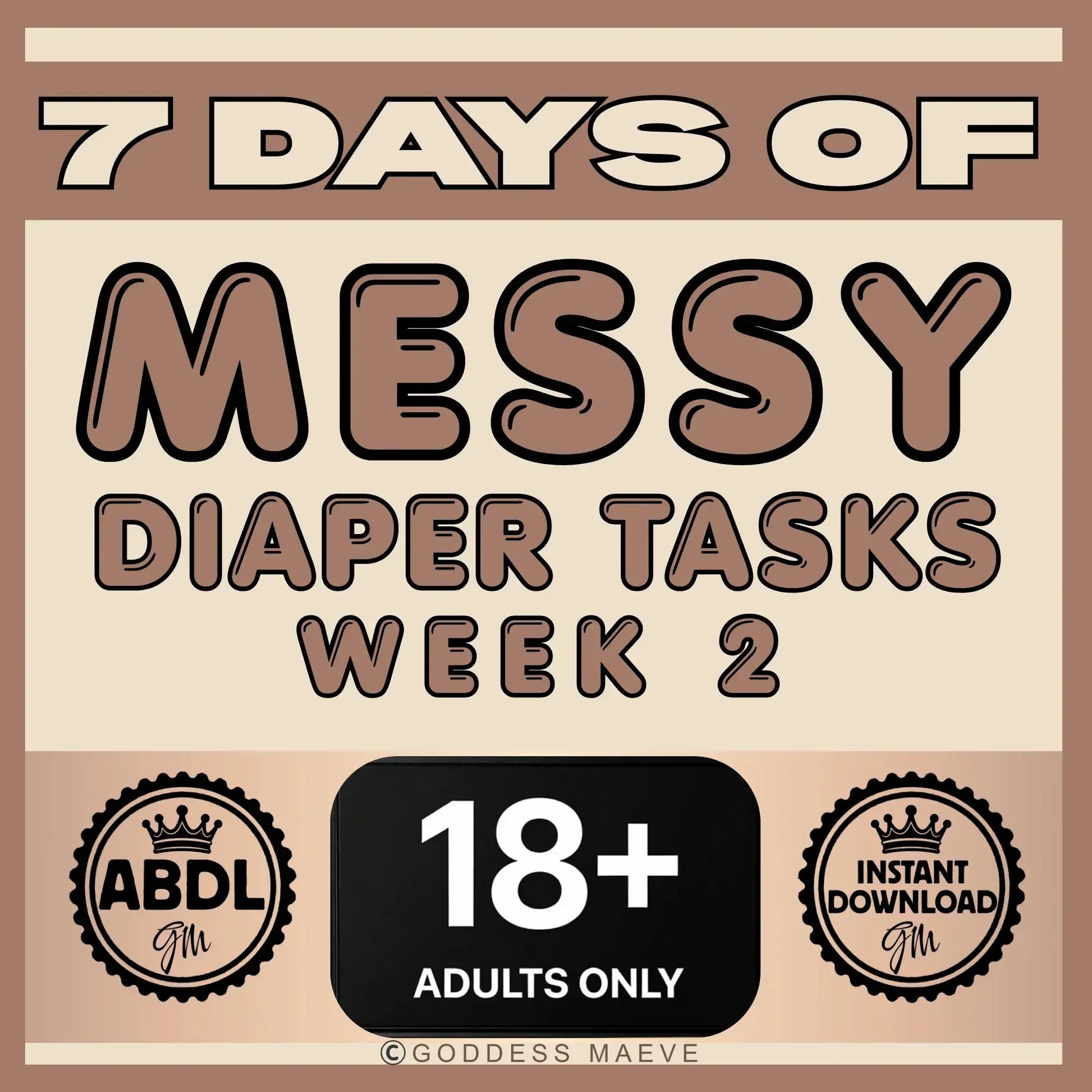 7 days of messy diaper tasks ABDL routine week 2, adults only digital download