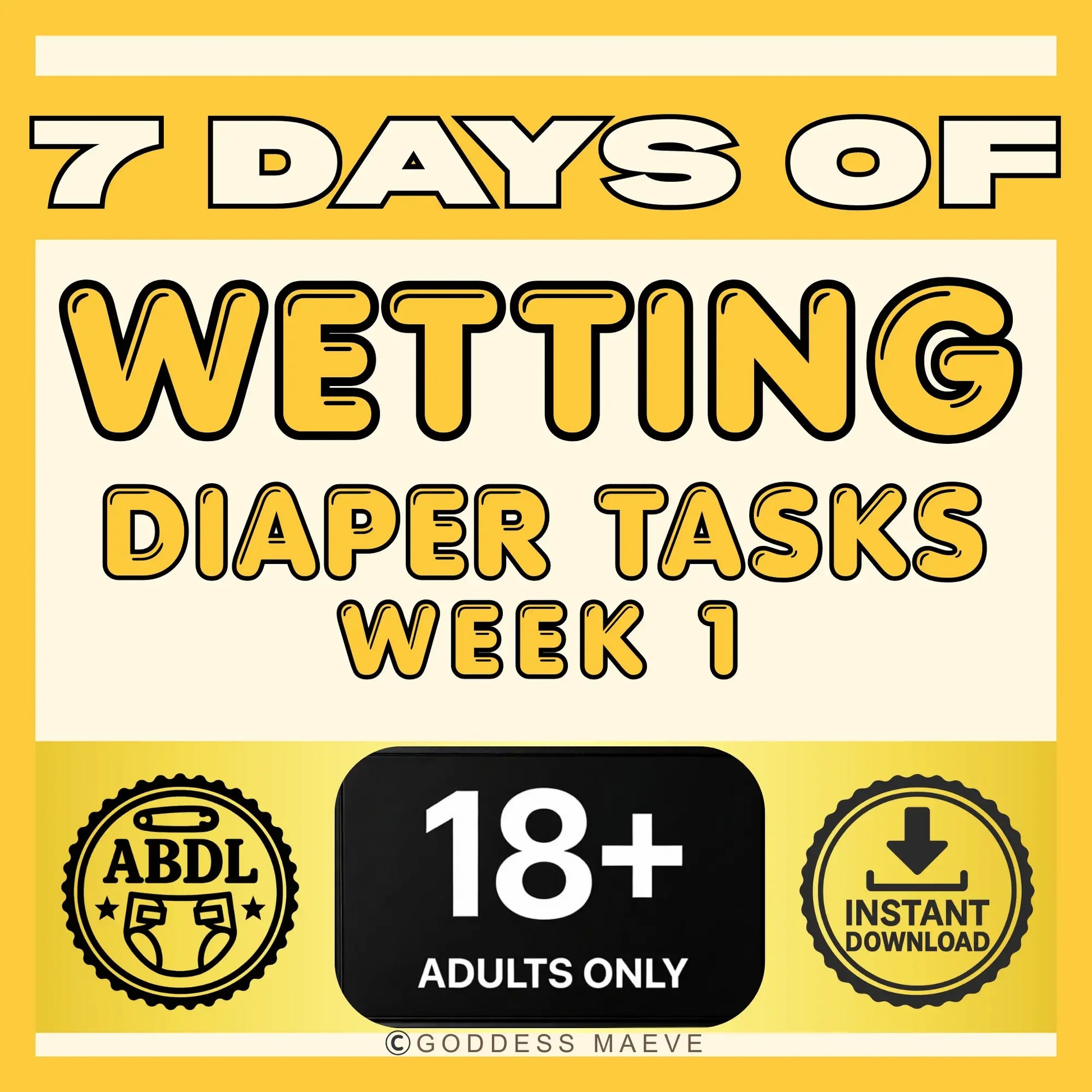 7 days of wetting diaper tasks week 1 digital ABDL routine pack, 18+ adults only, instant download