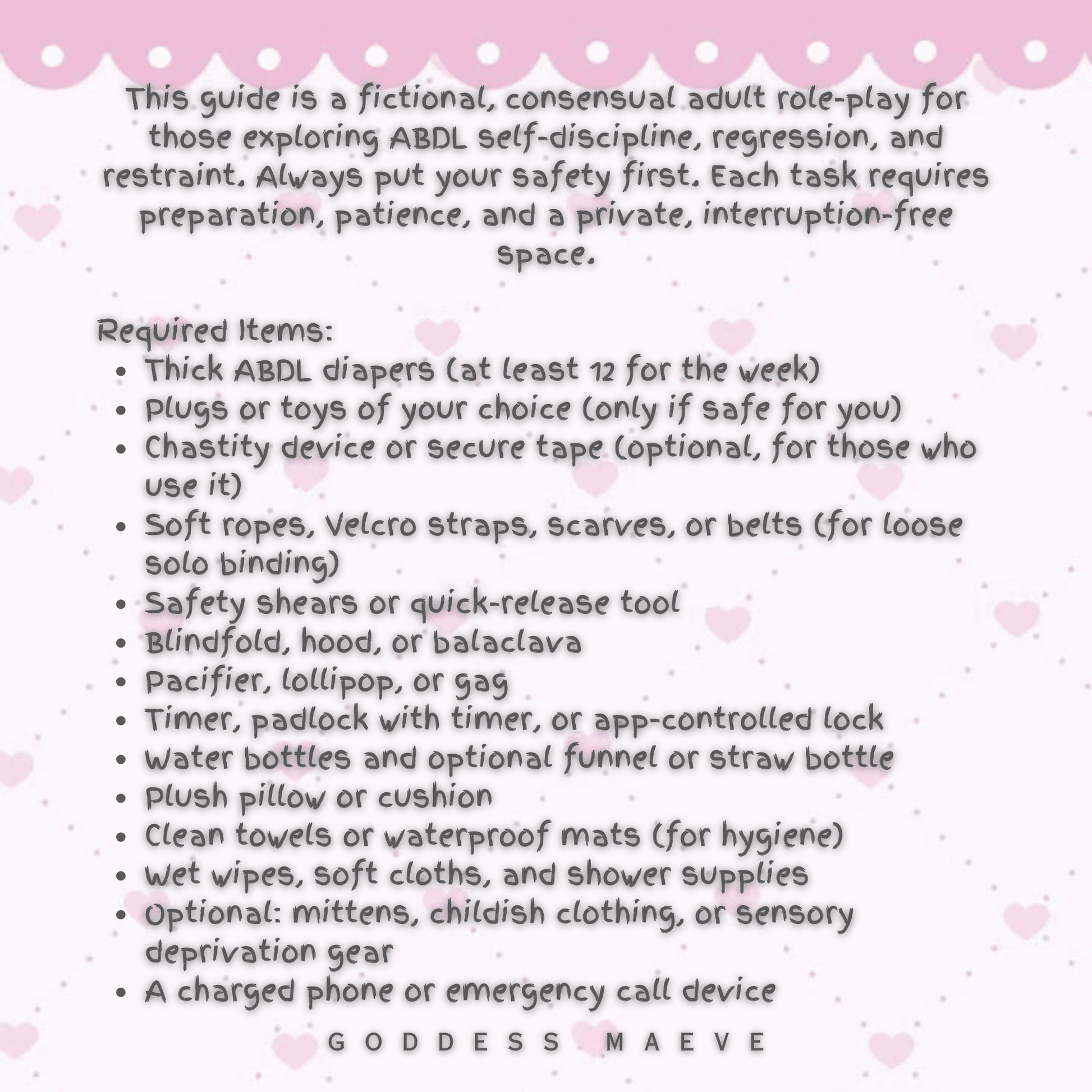 7 Days of Brutal Self - Bondage Adult Diaper Tasks Pack PDF Digital Download Goddess Maeve - Goddess Maeve
