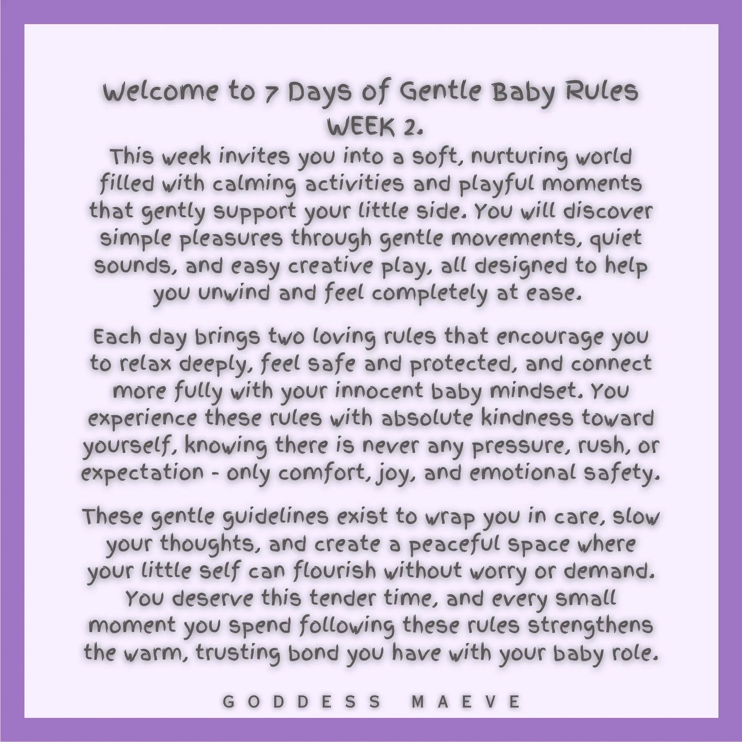 7 Days of Gentle Solo Adult Rules Week 2 Tasks ABDL Pack Digital Download PDF Goddess Maeve - Goddess Maeve