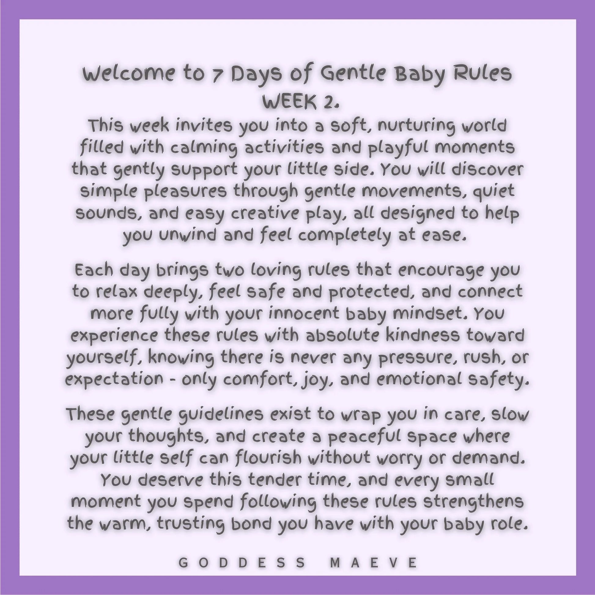 7 Days of Gentle Solo Adult Rules Week 2 Tasks ABDL Pack Digital Download PDF Goddess Maeve - Goddess Maeve