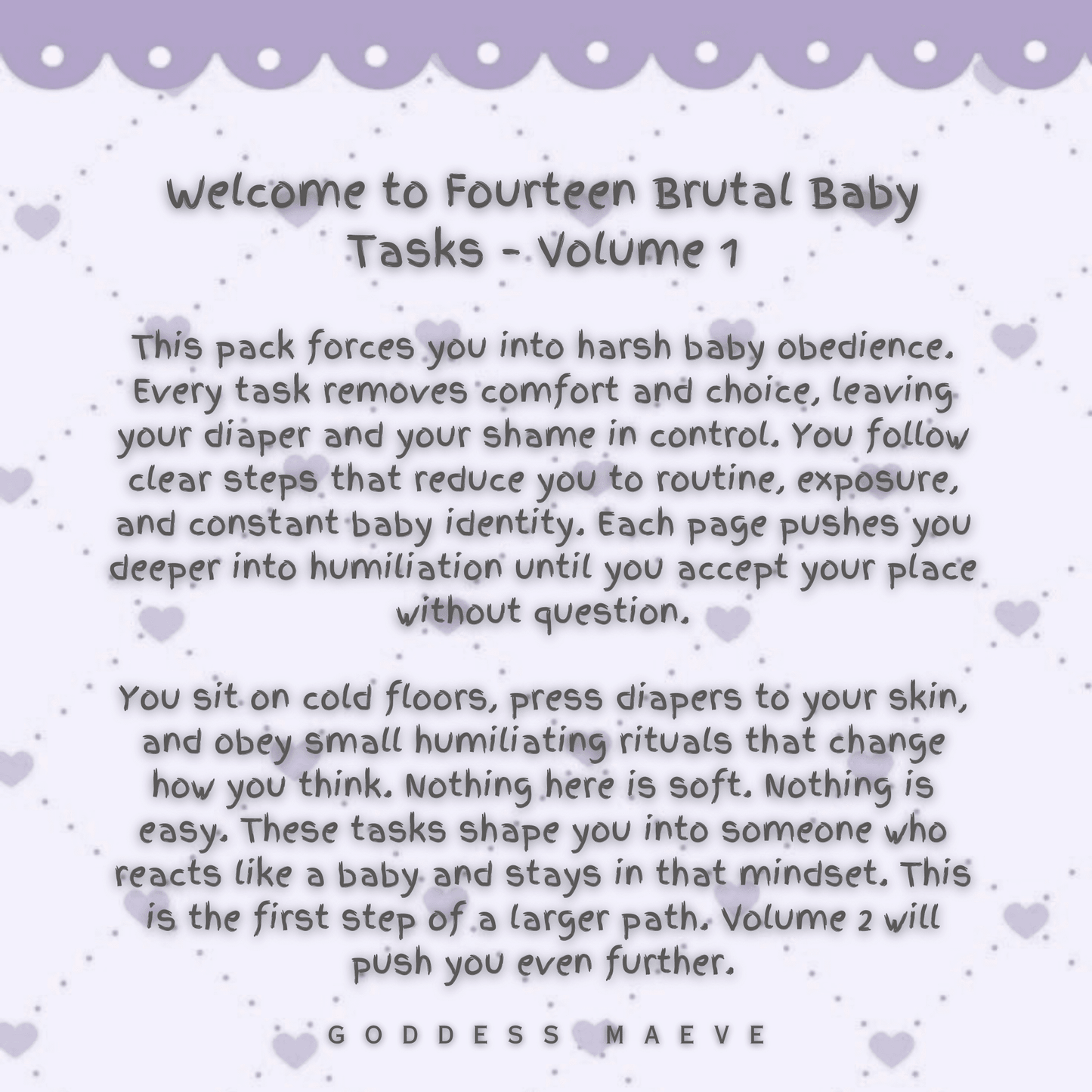 Fourteen Brutal Adult Tasks Volume 1 ABDL Pack PDF Digital Download Goddess Maeve - Goddess Maeve