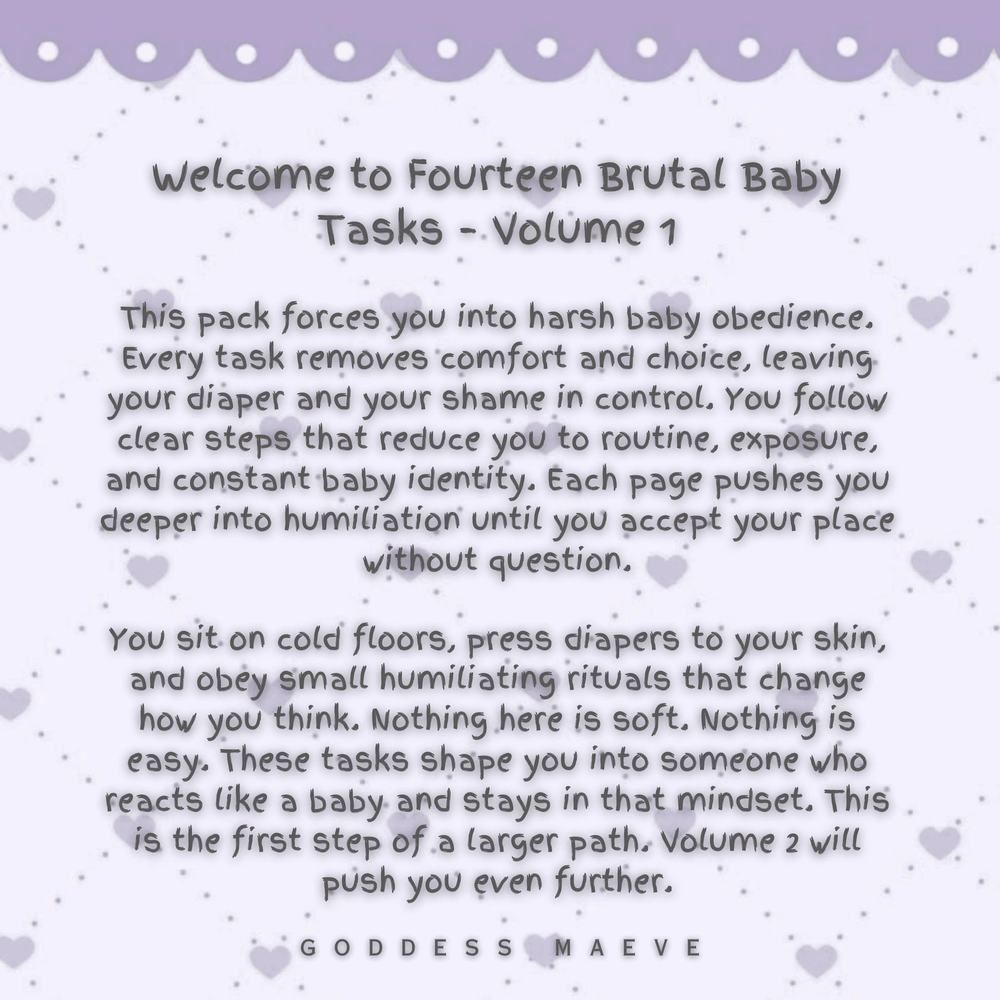 Fourteen Brutal Adult Tasks Volume 1 ABDL Pack PDF Digital Download Goddess Maeve - Goddess Maeve