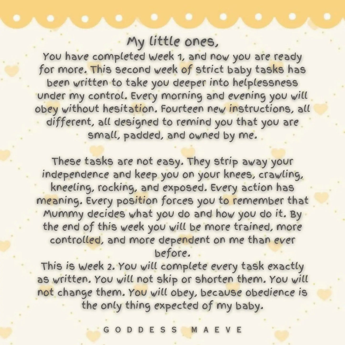 7 Days of Mummy's Strict Adult Tasks Week 2 ABDL Pack Digital Download PDF Goddess Maeve - Goddess Maeve