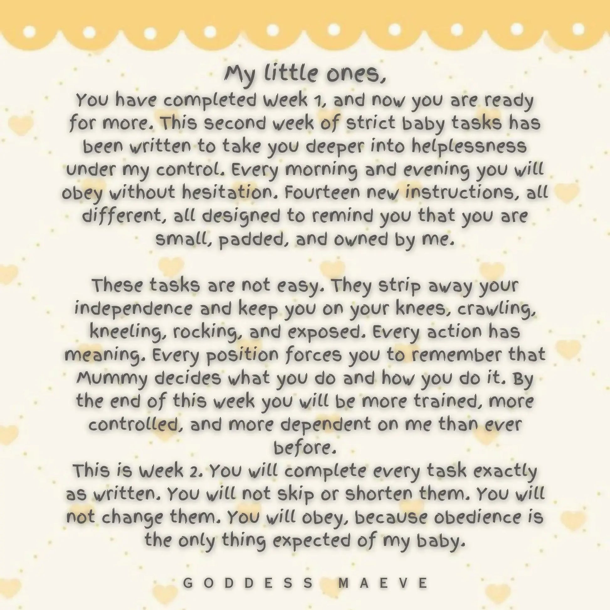 7 Days of Mummy's Strict Adult Tasks Week 2 ABDL Pack Digital Download PDF Goddess Maeve - Goddess Maeve