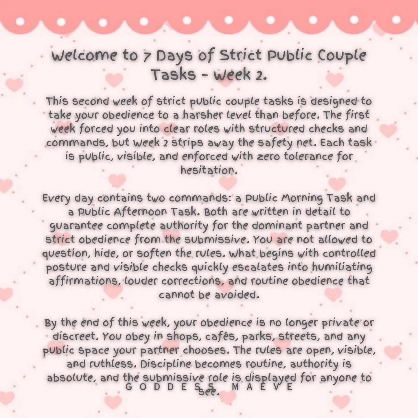 7 Days of Strict Public Couple Adult Tasks Week 2 ABDL Pack PDF Digital Download Goddess Maeve - Goddess Maeve
