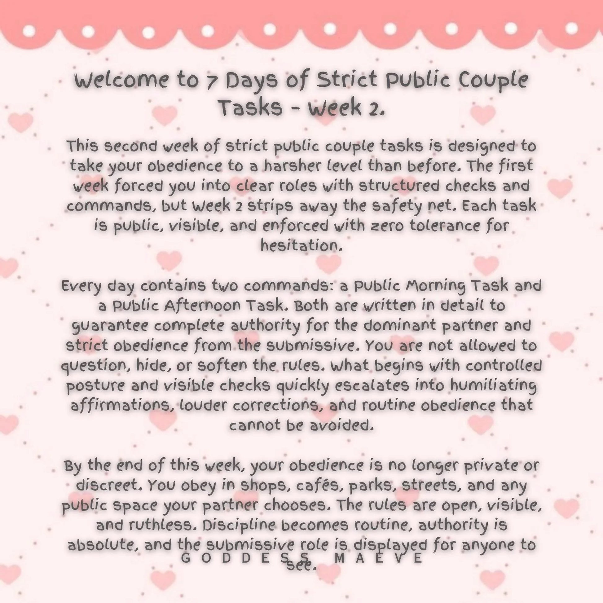 7 Days of Strict Public Couple Adult Tasks Week 2 ABDL Pack PDF Digital Download Goddess Maeve - Goddess Maeve