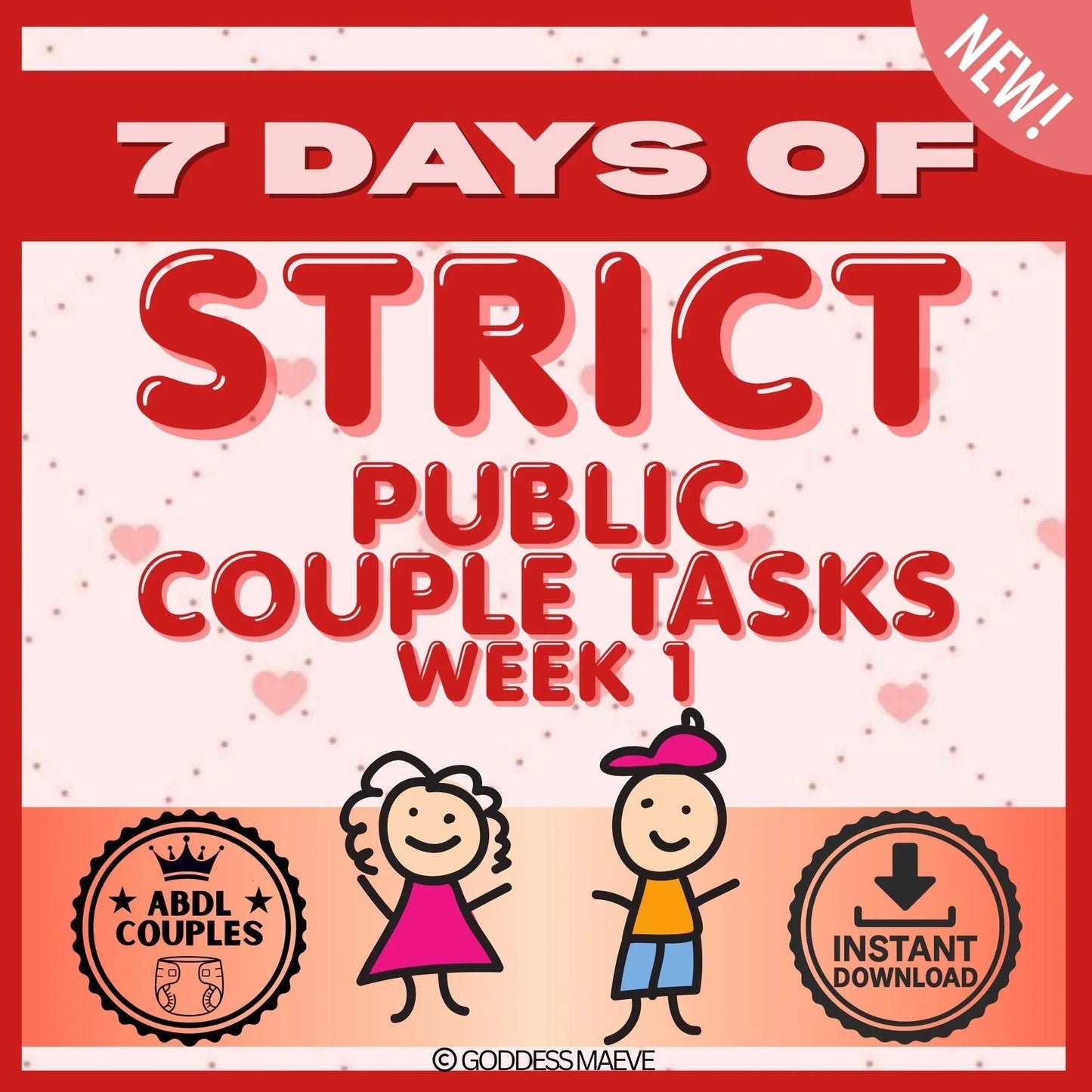 7 Days of Strict Public Couple Adult Tasks Week 1 ABDL Pack PDF Digital Download Goddess Maeve - Goddess Maeve