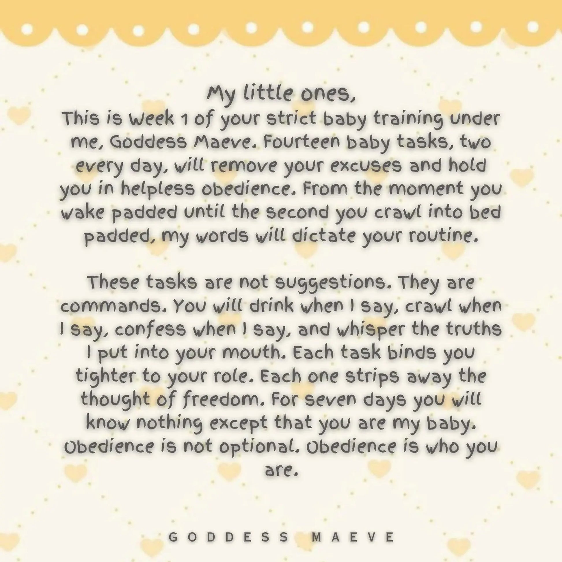 Motivational ABDL baby training message on pastel heart background, digital print for Littles