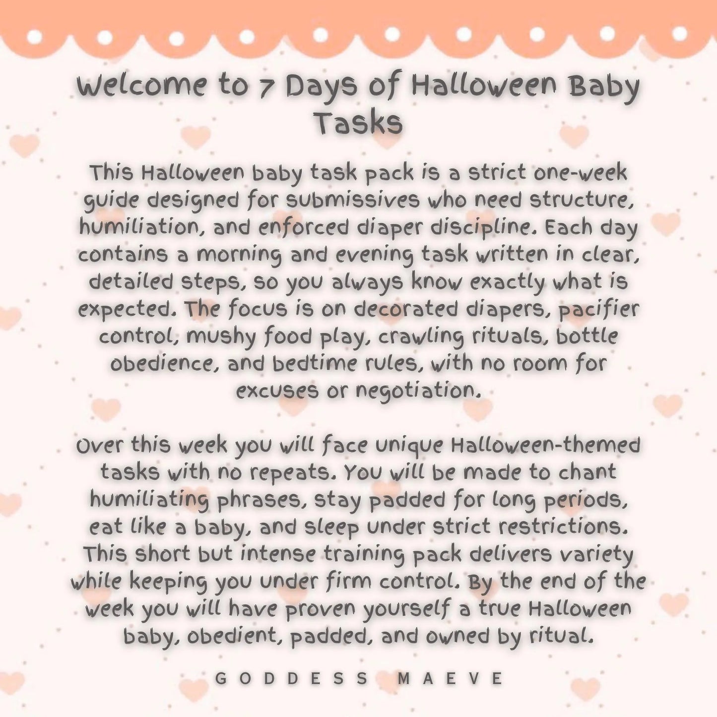7 Days of Halloween Adult Tasks ABDL Pack PDF Digital Download Goddess Maeve - Goddess Maeve