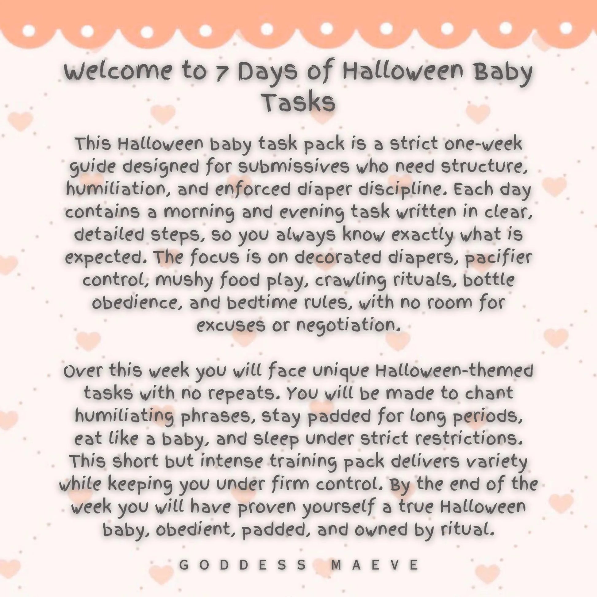 7 Days of Halloween Adult Tasks ABDL Pack PDF Digital Download Goddess Maeve - Goddess Maeve